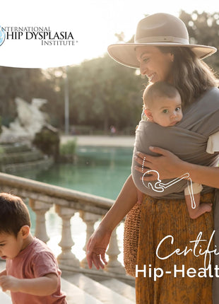 Boba Baby Wrap Carrier - Stretch Cotton Newborn Sling, Grey | Breathable, Hands-Free Babywearing Carrier Wrap; ergonomic, secure hold for newborn to toddler 7-35 lbs.