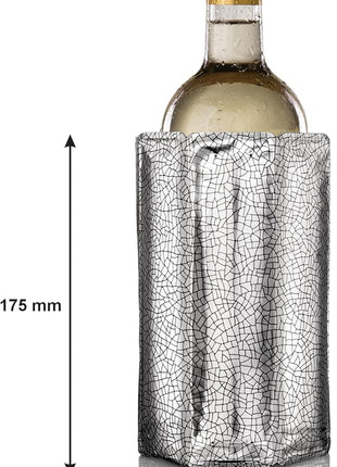 Vacu Vin Wine Bottle Chiller – Flexible Wine Cooler Sleeve – Reusable Ice Pack Bottle Cooler – Portable Wine Chiller for White Wine and Red Wine – Silver
