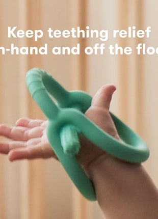 Frida Baby Get-A-Grip Silicone Teether for Teething Pain Relief, BPA-Free Food-Grade Teething Toys for Infant Baby Newborn 0-6, 12, 18 Months, Easy-Grip Teether Ring, PVC-Free, Teal