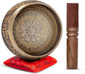 Tibetan Singing Bowl Set Authentic? Handmade in Nepal Sound & Meditation Bowl? Spiritual Decor for Yoga, Wellness Spaces & Relaxation by Himalayan Bazaar (Brown & Red)
