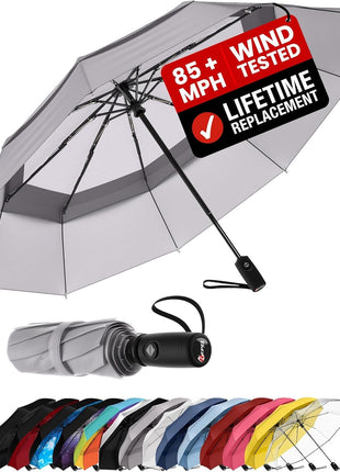 REPEL Windproof Travel Umbrella - Compact & Withstands Winds up to 85MPH, Strongest Premium Auto Folding Umbrella for Rain and Sun - Durable, Light & Portable for Women & Men, Fits Backpack & Cars