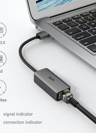 uni USB to Ethernet Adapter, Driver Free USB 3.0 to Gigabit Ethernet LAN Network Adapter, 100/1000 Mbps RJ45 Internet Adapter Compatible with Laptop, MacBook, Surface, PC with Windows, XP, Mac/Linux