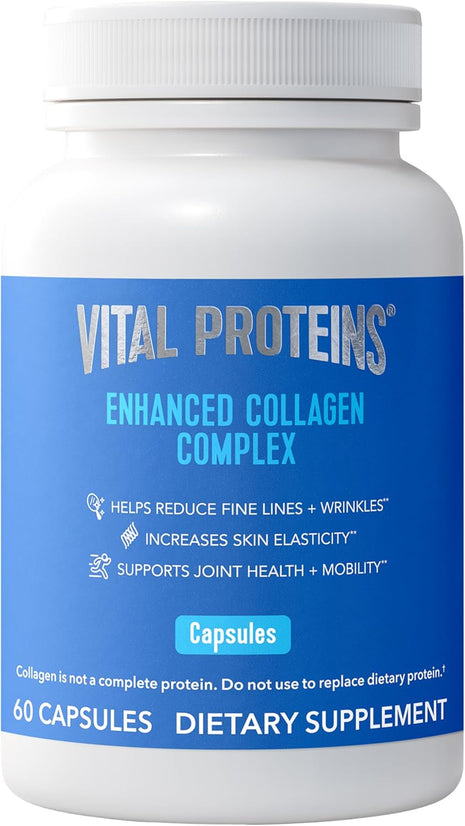 Vital Proteins Enhanced Collagen Complex 60 Capsules | BioCell Collagen®, Supports Skin Elasticity, Joint Health & Skin Appearance, 30 Servings