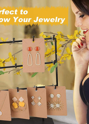 Works Great Earring Display Cards - Well-made 3.5 x 2.4 Inches Earring Cards with Good Paper Quality, Plus Clear Packaging Bags That Don't Tear Easily, for Earrings Necklace Jewelry Cards