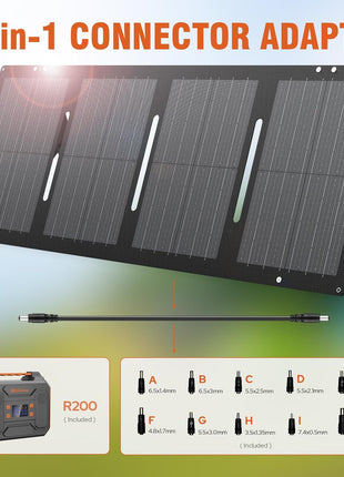 Portable Solar Generator, 300W Portable Power Station with Foldable 60W Solar Panel, 110V Pure Sine Wave 280Wh Lithium Battery Pack with USB DC AC Outlet for Home Use RV Van Outdoor Camping-Orange