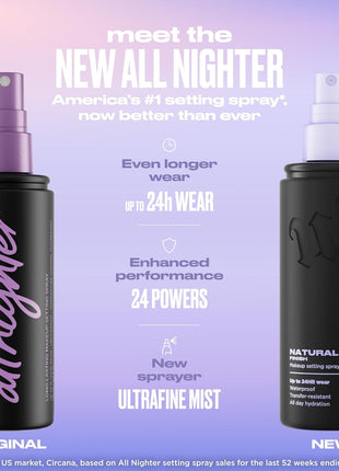 Urban Decay All Nighter Waterproof Makeup Setting Spray - Up to 24HR Wear, Natural Finish, Ultra-Fine Facial Mist, Transfer-Resistant, Foundation Face Primer, Hydrating, For All Skin Types