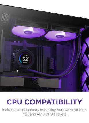 NZXT Kraken Elite 280 - RL-KN28E-B1-280mm AIO CPU Liquid Cooler - Customizable 2.36" LCD Display for Images, Performance Metrics and More - High-Performance Pump - 2 x F140P Fans - Black