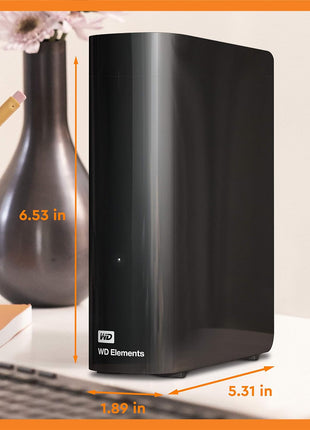 Western Digital 6TB Elements Desktop USB 3.0 external hard drive for plug-and-play storage - WDBWLG0060HBK-NESN