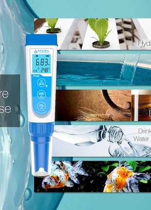 Apera Instruments AI311 Premium Series PH60 Waterproof pH Pocket Tester Kit, Replaceable Probe, ±0.01 pH Accuracy, Lcd display