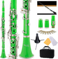 Mendini by Cecilio B Flat Clarinet for Beginner, Ebonite Bb Clarinet with 2 Replaceable Barrels, 10 Reeds, Stand, Pocketbook, Mouthpiece, Hard Case, Gloves, Black