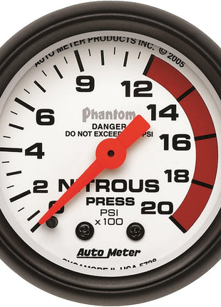 Auto Meter 5728 Phantom Mechanical Nitrous Pressure Gauge 2.3125 in.
