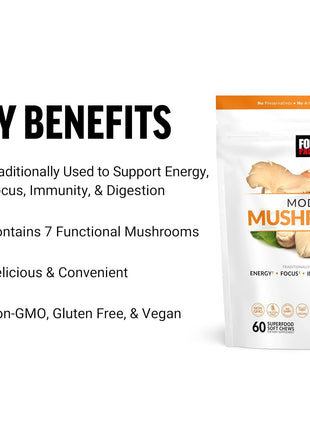 Force Factor Better Turmeric Joint Support Supplement for Extra Strength Joint Health & Modern Mushrooms Soft Chews, Mushroom Supplement with Lions Mane, Turkey Tail