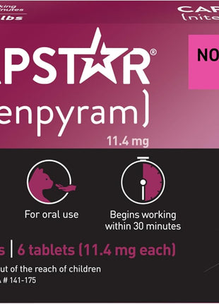 Capstar (nitenpyram) Cat Flea Treatment, Fast-Acting Oral Flea Treatment for Cats 2-25 lbs, Vet-Recommended Medication Tablets Start Killing in 30 Minutes, 6 Doses