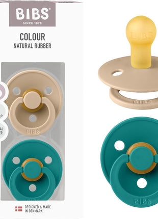 BIBS Pacifiers Colour Collection | Natural Rubber Baby Pacifier | Set of 2 BPA-Free Soothers | Made in Denmark | 0+ Months (Pack of 2) | Dusty Blue/Steel Blue