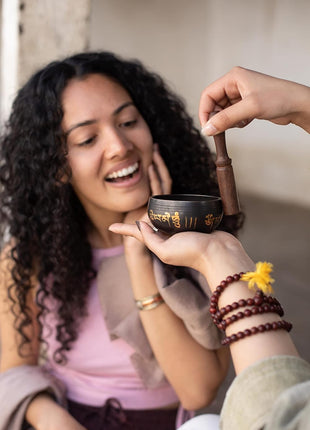 Tibetan Singing Bowl Set Brass - Master Healing Grade - Authentic Handcrafted Sound Bowl by Himalayan Bazaar