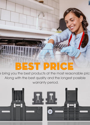 Upgraded Dishwasher Top Rack Adjuster Replacement for Whirlpool WDT750SAHZ0 WDT730PAHZ0 WDTA50SAHB0 WDTA50SAHZ0 WDT970SAHZ0 WDT910SAYM1 WDT730PAHV0 WDT910SAYM2 WDT910SAYM3 Dishwasher, 2 PACK