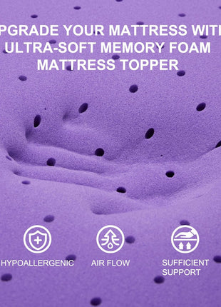 SINWEEK 2 Inch Gel Memory Foam Mattress Topper Ventilated Soft Pressure Relieve Mattress Pad, Breathable Bed Topper, CertiPUR-US Certified, Twin Size