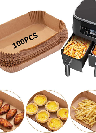 Ecfvtp Air Fryer Disposable Paper Liner, 100PCS Food Grade Parchment Liners for Ninja DZ201, Air Fryer Accessories Baking Paper (9 * 6,Thicken Natural)