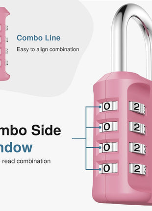 Puroma Combination Lock 4 Digit Waterproof Locker Locks Secure Outdoor Padlock for Gym Lockers, Toolboxes, Gates, Fences, Storage, Sports Locker, Cabinets (Rose Pink)