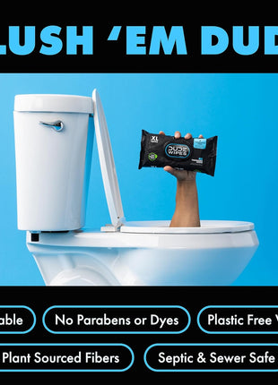 DUDE Wipes On-The-Go Flushable Wipes - 1 Pack, 30 Count - Unscented Extra-Large Individually Wrapped with Vitamin E & Aloe - Septic and Sewer Safe