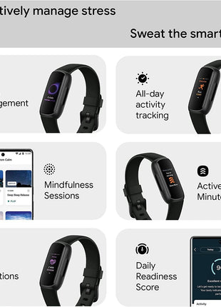 Fitbit Inspire 3 Health & Fitness Activity Tracker (Black) with Workout Intensity, Sleep Tracking, Heart Rate, S & L Bands, 3.3foot Charging Cable, Wall Adapter, Screen Protectors & PremGear Cloth