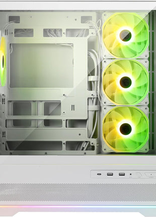 MSI MAG PANO 110R PZ White - Mid-Tower Gaming PC Case - Tempered Glass Side Panel - 3 x 120mm ARGB Fans - Liquid Cooling Support up to 360mm Radiator - Mesh Panel for Optimized Airflow