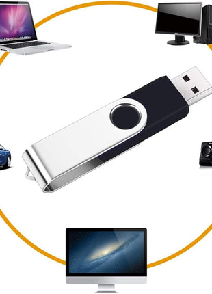 2 Pack 64GB USB Flash Drive USB 2.0 Thumb Drives Jump Drive Fold Storage Memory Stick Swivel Design - Black