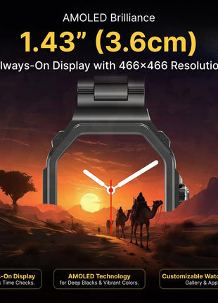 TIMEX Smart Nova 1.43 inch(3.6cm) AMOLED Display with Functional Crown, Stainless Steel Bracelet and BT Calling Smartwatch for Unisex - TWTXW1003T