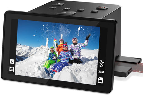Digital Film & Slide Scanner with 5 Inch LCD Screen, Converts Color & B&W 135/110/126 KPK Negatives & Slides and Super 8 Slides into 22MP JPEG Photos