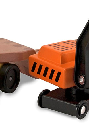 Melissa & Doug Trailer and Excavator Wooden Vehicle Set (3 pcs)