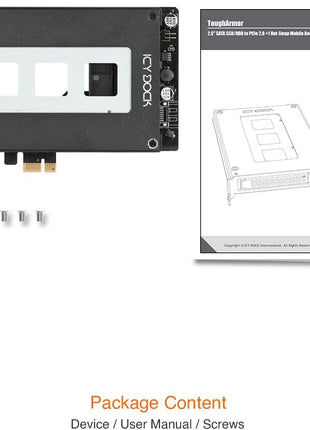 ICY DOCK 2.5 inch SATA SSD Removable Hard Drive Bay Adapter for PCIe Expansion Card Slot | ExpressSlot MB839SP-B