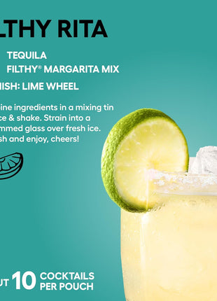 Filthy Margarita Mix, Premium Cocktail Mixer - 32 Oz Pouch | All-Natural Ingredients, Made with Fresh Florida Lime Juice & Organic Agave Nectar - Non-GMO, Gluten-Free & Vegan