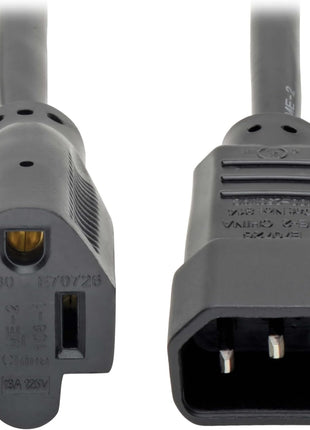 Tripp Lite Series NEMA 5-15R to C14 Power Cable Adapter, 1 foot / 0.3 Meters, UL Listed, Computer Power Plug to Standard Receptacle - 13A, 125V, 16 AWG, Lifetime Manufacturer's Warranty (P002-001-13A)