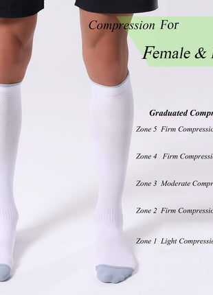 FITRELL 3 Pairs Compression Socks for Women and Men 20-30mmHg- Circulation and Muscle Support Socks for Travel, Running, Nurse, Knee High, Medical Black+White+Grey Small-Medium