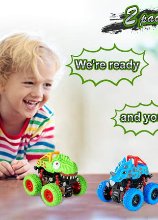 LODBY Dinosaur Toys for 2 3 4 5 Year Old Boys - Monster Truck Toys for Toddlers Boys Ages 2-4-6 - Push and Go Cars Dinosaur Toys for Kids 3-5 Year Old Boy Christmas Birthday Gifts