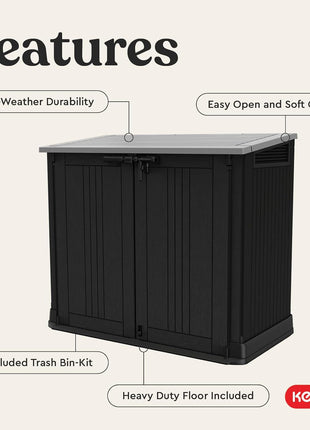 Keter Store-It-Out Prime 4.3 x 3.7 ft. Outdoor Resin Storage Shed with Easy Lift Hinges, Perfect for Yard Tools, Pool Floats and Garden Accessories, Black
