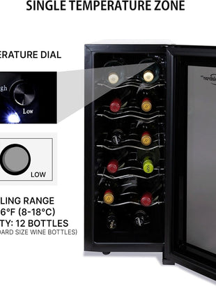 Koolatron Urban Series 12 Bottle Wine Cooler, Thermoelectric Wine Fridge, 1 cu. ft. Freestanding Wine Refrigerator for Home Bar, Small Kitchen, Apartment, Condo, Cottage, RV