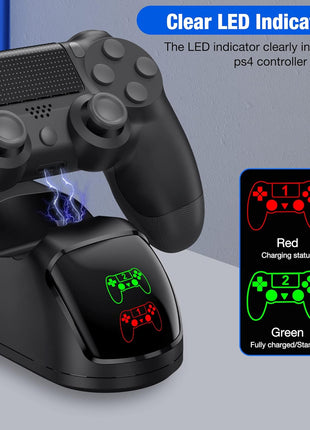 PS4 Controller Charger Dock Station with Charging Cable,1.8Hrs Fast Charge PS4 Remote Charging Station, Replacement for PlayStation 4 Dualshock 4 Charger for PlayStation 4 Games