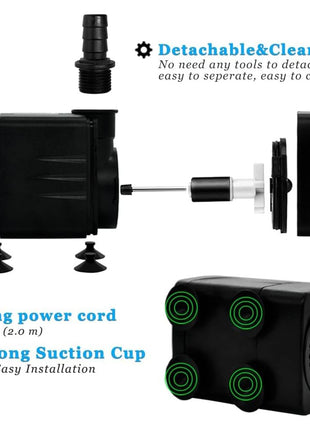 PULACO 400GPH Submersible Water Pump with 5 ft Tubing, 25W durable fountain water pump for Pond Fountain, Aquariums Fish Tank, Statuary, Hydroponics