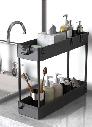 SPACELEAD Slim Storage Cart 4 Tier,Bathroom Organizer Rolling Utility,Mobile Shelving Unit Slide Out for Office, Kitchen, Laundry Room & Narrow Places,Black