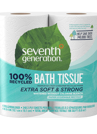 Seventh Generation, Double Roll Bath Tissue 2 Ply 300 Sheet, 4 Count