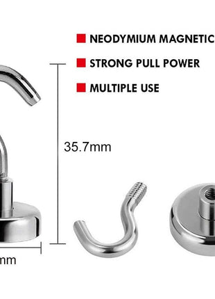MIKEDE Heavy Duty Magnetic Hooks for Cruise Ship-N52 Silver 28 Pack-30 LB