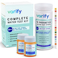 Varify 17in1 Complete Drinking Water Test Kit - 100 Strips  2 Bacteria Tester Kits - Well, Tap, Home, City Water Testing Strip for Lead, Alkaline, Chlorine, Hardness, Iron, Fluoride, Copper & More