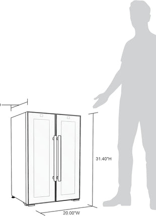 Luma Comfort Shadow Series Wine Cooler Refrigerator 12 Bottle & 39 Can Dual Temperature Zones, Freestanding Mirrored Wine and Beverage Fridge with Double-Layer Tempered Glass Door & Compressor Cooling