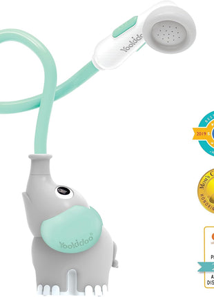Yookidoo Baby Bath Shower Head - Elephant Water Pump and Trunk Spout Sprayer - One Handed Flow Control for Newborn Babies in Tub Or Sink (Turquoise)