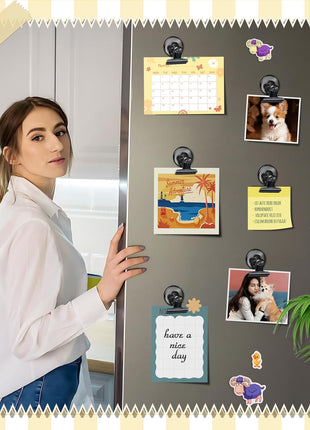 12 Pack Magnetic Clips, Fridge Magnets Refrigerator Magnets, Strong Magnetic Clips Heavy Duty, Whiteboard Magnet Clip for Office Home Classroom Organization Kitchen Accessories(Black)