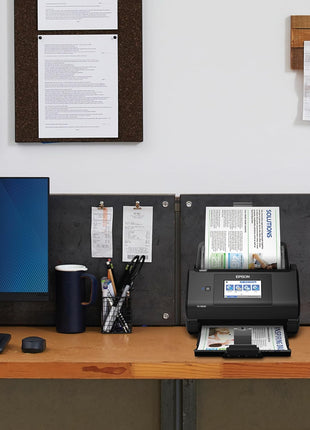 Epson Workforce ES-580W Wireless Color Duplex Desktop Document Scanner | For Computers including PC and Mac 100 Sheet ADF 4.3 in Touchscreen Black