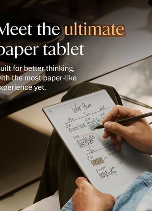 reMarkable Paper Pro with Marker Plus and Basalt Book Folio | 11.8" paper tablet with color display and reading light, e ink digital notebook for better thinking, writing, and reading