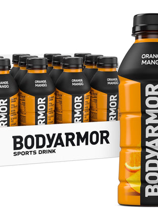 BODYARMOR Sports Drink Sports Beverage, Orange Mango, Coconut Water Hydration, Natural Flavors With Vitamins, Potassium-Packed Electrolytes, Perfect For Athletes, 16 Fl Oz (Pack of 12)