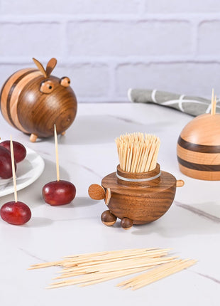 Damuzhi 1000 Count Bamboo Toothpicks Barbecue, Fruits And Teeth Cleaning   Round Double Pointed Wooden Toothpicks, For Appetizers,Olives